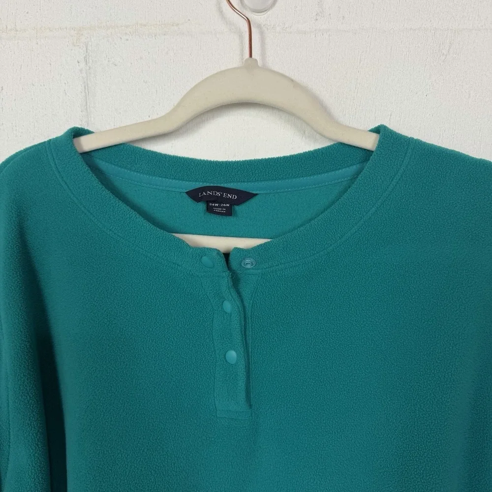 Lands End Womens Polartec Aircore 100 Fleece Pullover Snap Henley SZ 3X Cozy